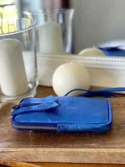 Discount Sac Portable En Cuir Bleu Kira Femmes Sac Taille Téléphone Portable