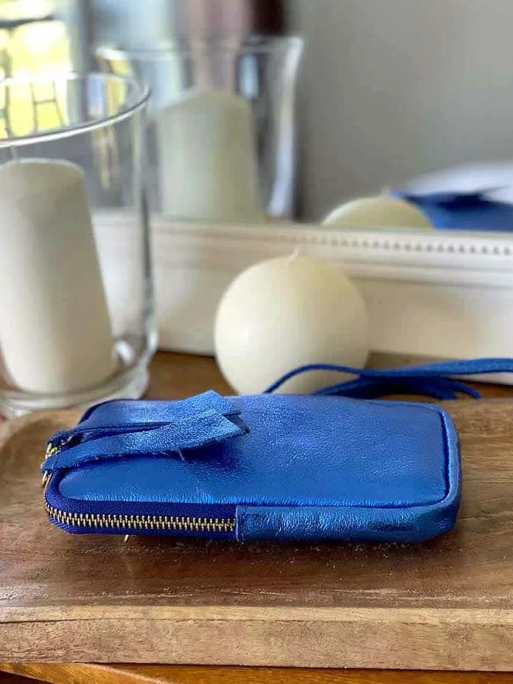 Discount Sac Portable En Cuir Bleu Kira Femmes Sac Taille Téléphone Portable