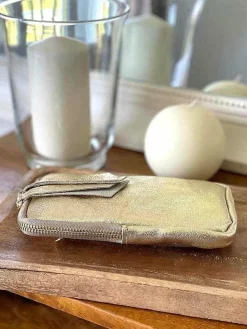 Sac Portable En Cuir Dore Kira Femmes Sac Taille Téléphone Portable