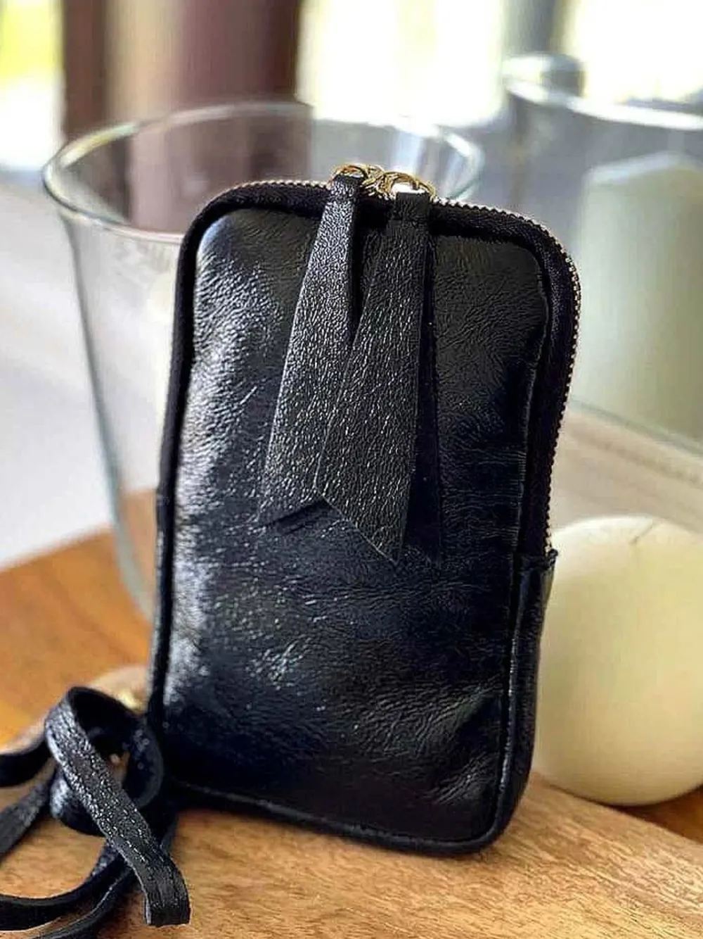 Sac Portable En Cuir Noir Kira Femmes Sac Taille Téléphone Portable