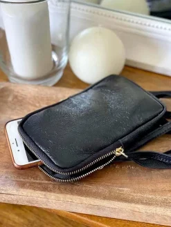 Sac Portable En Cuir Noir Kira Femmes Sac Taille Téléphone Portable