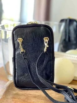 Sac Portable En Cuir Noir Kira Femmes Sac Taille Téléphone Portable