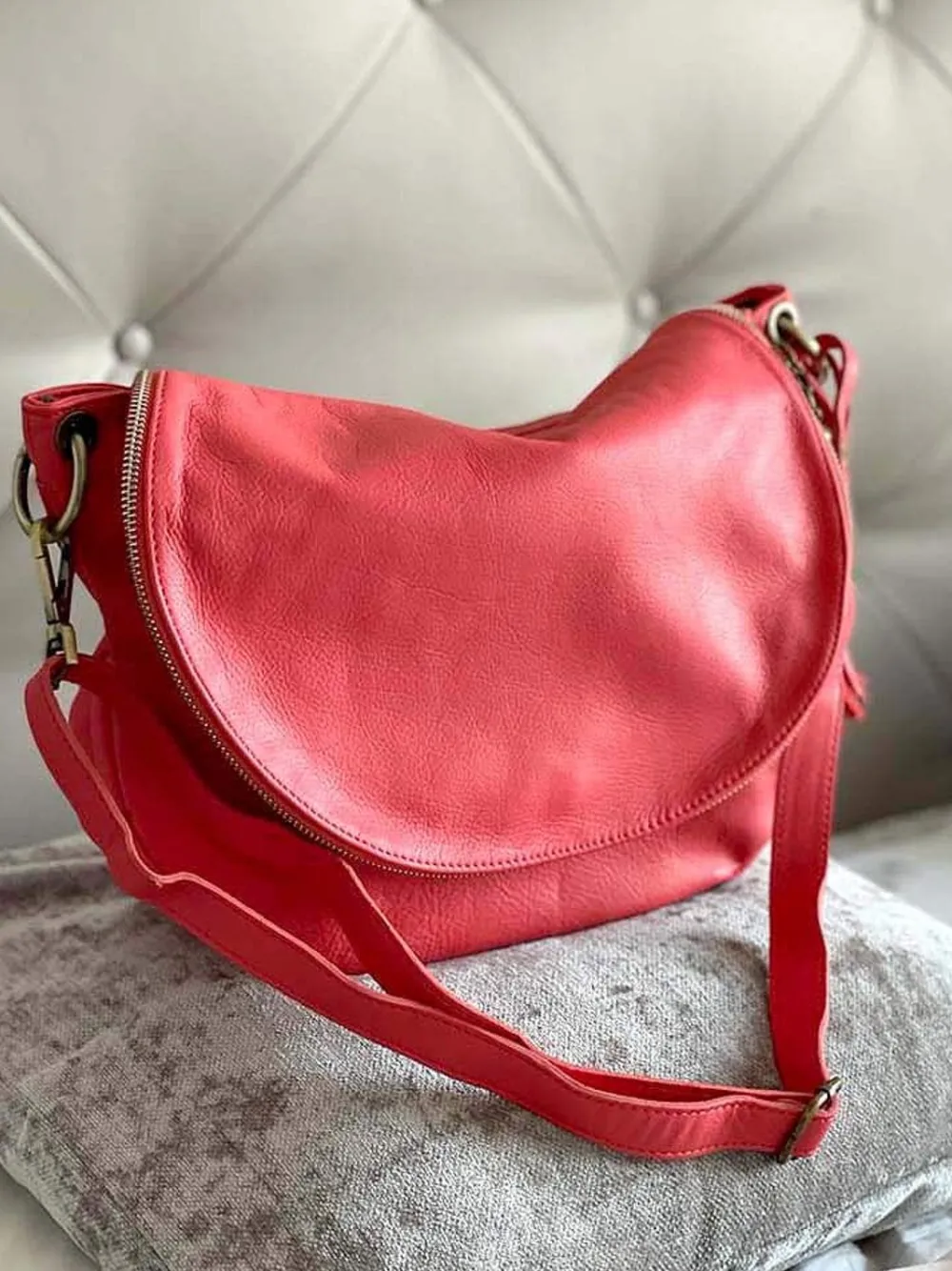 Outlet Sac Rose Corail Yasmine Femmes Sac Porte Epaule Avec Sangle
