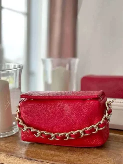 Outlet Sac Rouge Clover Femmes Sac Porte Epaule Avec Sangle