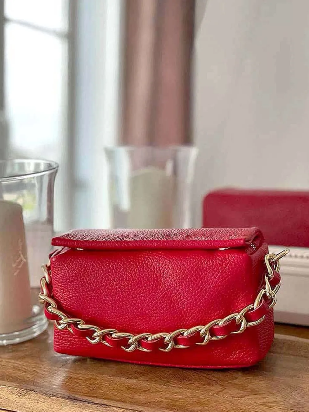 Outlet Sac Rouge Clover Femmes Sac Porte Epaule Avec Sangle