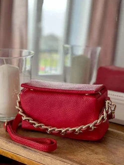 Outlet Sac Rouge Clover Femmes Sac Porte Epaule Avec Sangle