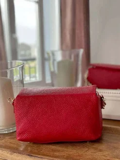 Outlet Sac Rouge Clover Femmes Sac Porte Epaule Avec Sangle