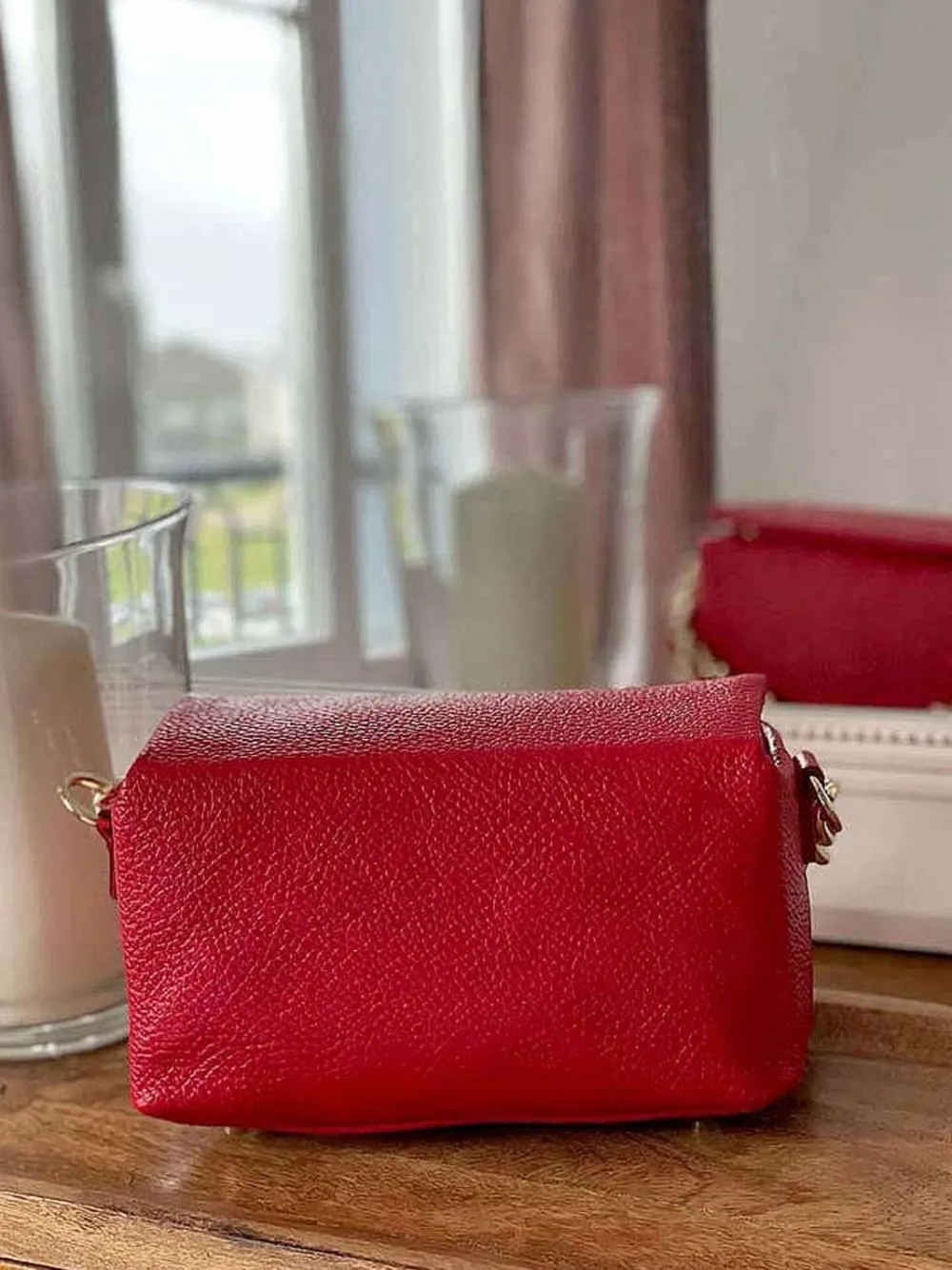 Outlet Sac Rouge Clover Femmes Sac Porte Epaule Avec Sangle