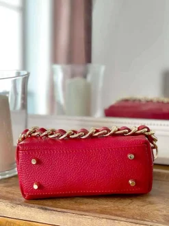 Outlet Sac Rouge Clover Femmes Sac Porte Epaule Avec Sangle