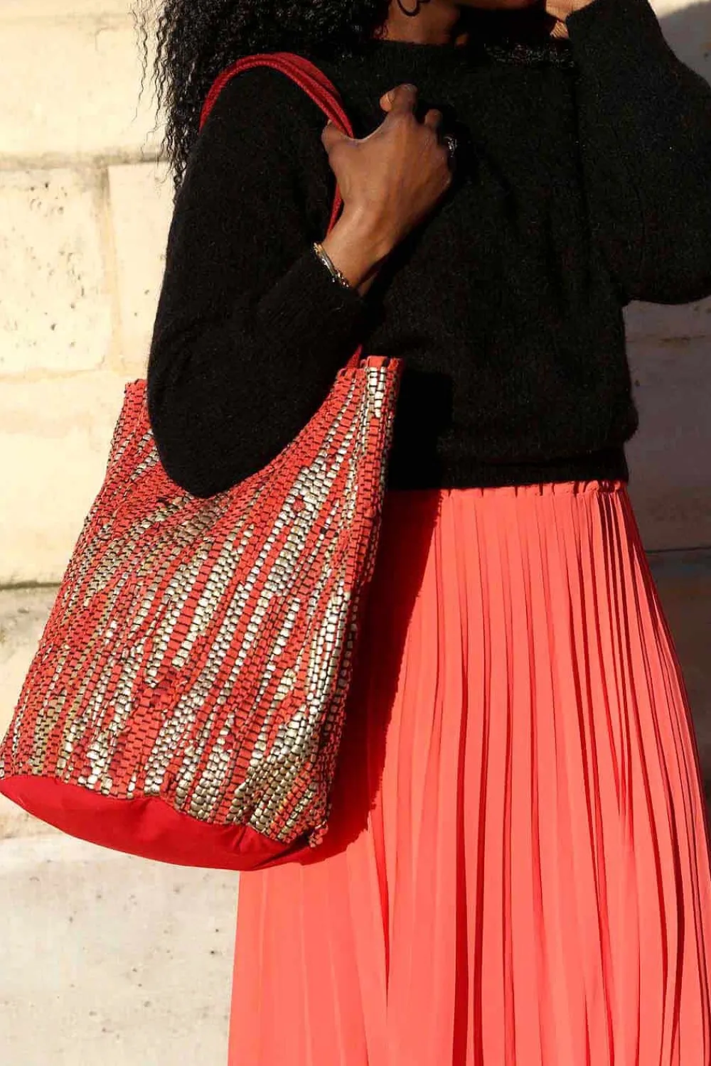 Clearance Sac Rouge Dore Lany Femmes Sac Format A4 Et +